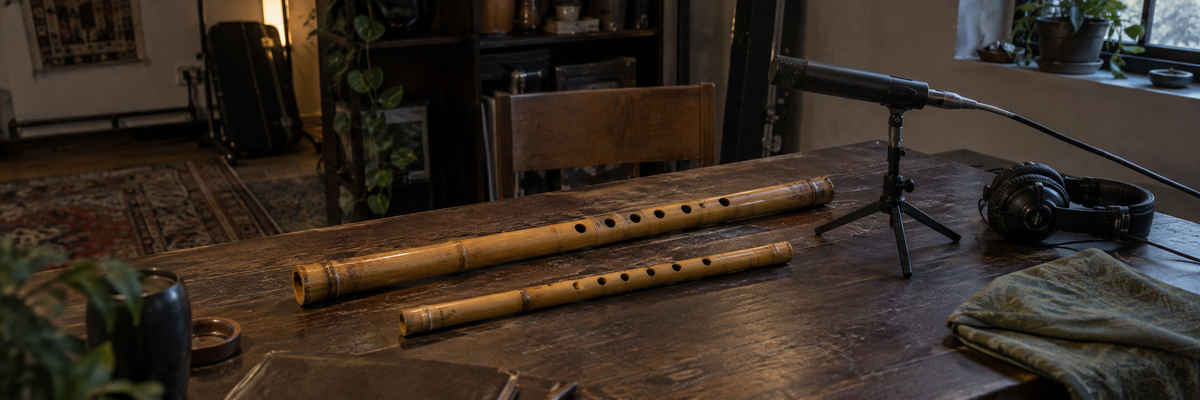 Illustrative recording setup with two bamboo flutes