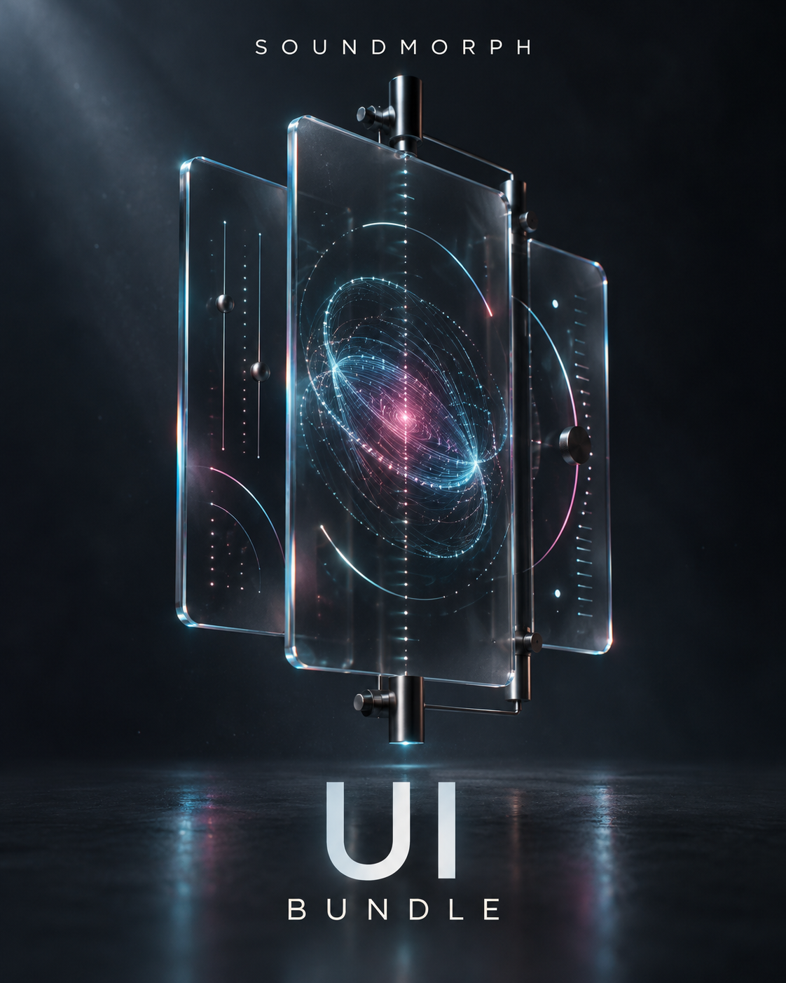 UI Bundle — SoundMorph interface sound bundle, featuring a glass interface with cyan and magenta signals