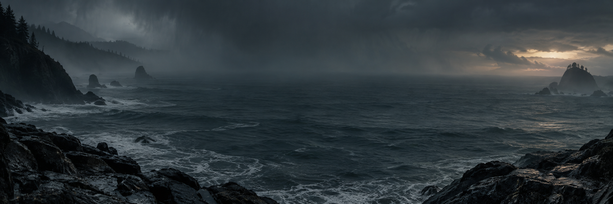 Atmospheric storm coast backdrop