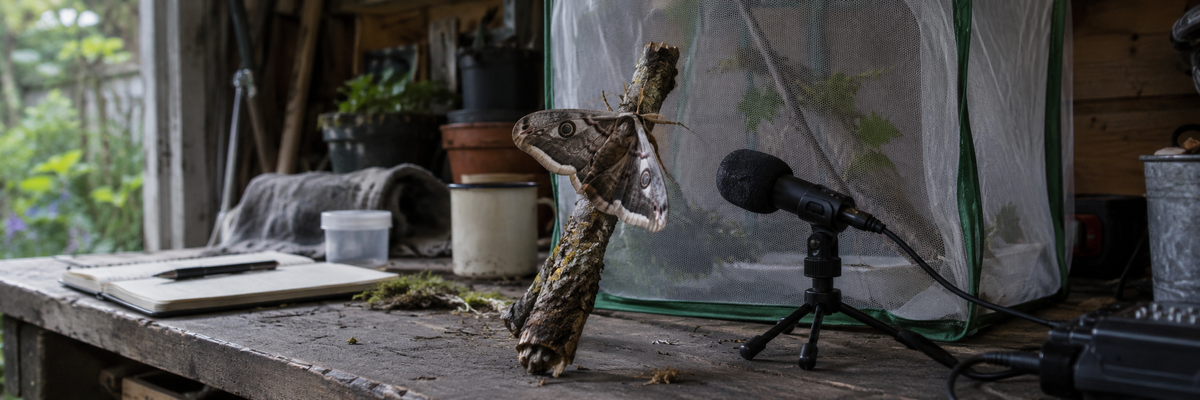 Illustrative insect recording setup with a moth