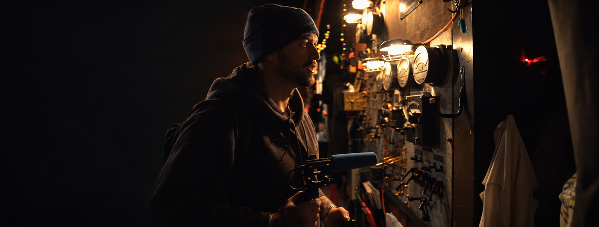 Jason Cushing recording antique electrical machinery for SPARK.