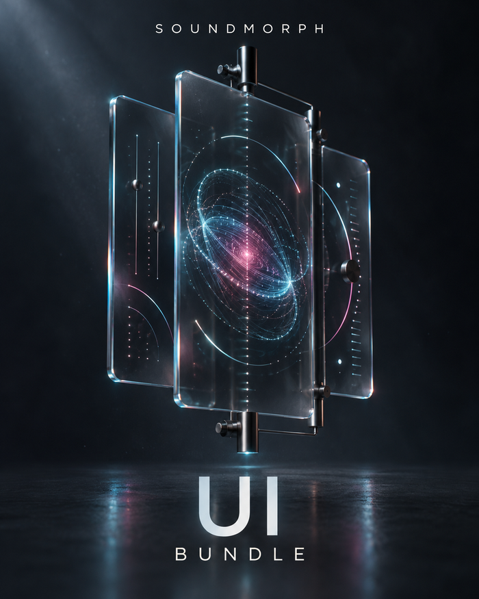 UI Bundle — SoundMorph interface sound bundle, featuring a glass interface with cyan and magenta signals